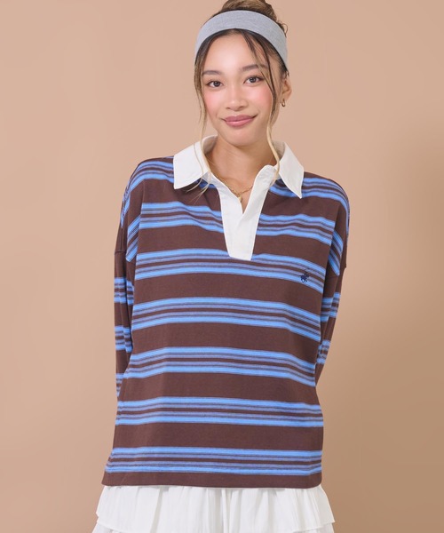 anap mimpi(アナップミンピ)の「BEVERLY HILLS POLO CLUBスキッパーネックラガーシャツ(Tシャツ/カットソー・レディース・ブラウン/ネイビー・F)」の17枚目の写真