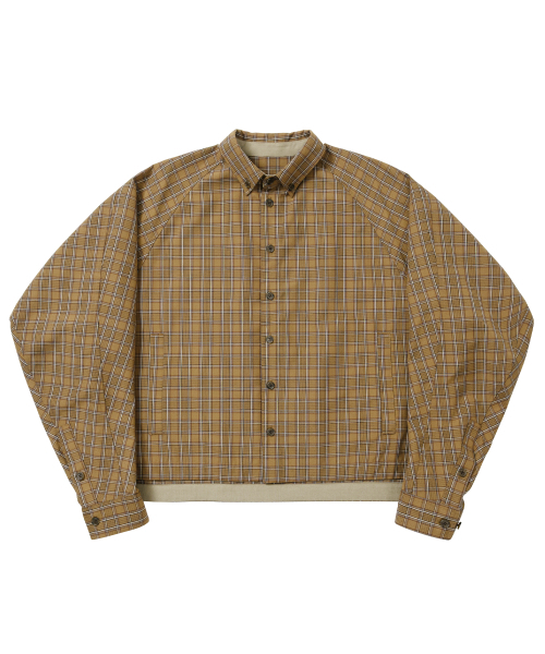 AJOBYAJO（アジョバイアジョ）の「Cropped Sculpted Raglan Check Shirt [CAMEL]（シャツ/ブラウス・レディース・その他・MEDIUM/LARGE）」の2枚目の写真