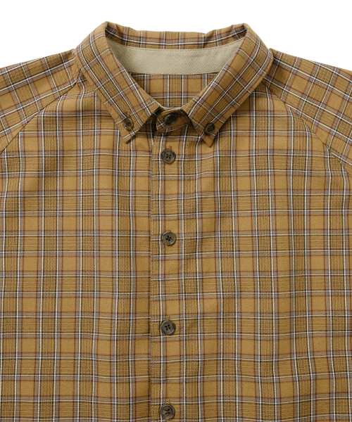 AJOBYAJO（アジョバイアジョ）の「Cropped Sculpted Raglan Check Shirt [CAMEL]（シャツ/ブラウス・レディース・その他・MEDIUM/LARGE）」の3枚目の写真