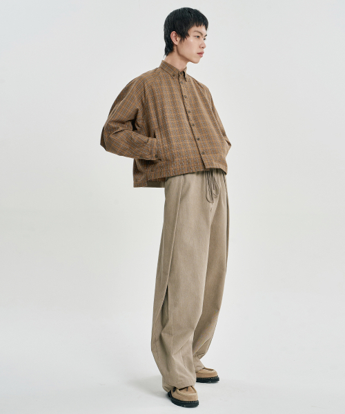 AJOBYAJO（アジョバイアジョ）の「Cropped Sculpted Raglan Check Shirt [CAMEL]（シャツ/ブラウス・レディース・その他・MEDIUM/LARGE）」の12枚目の写真