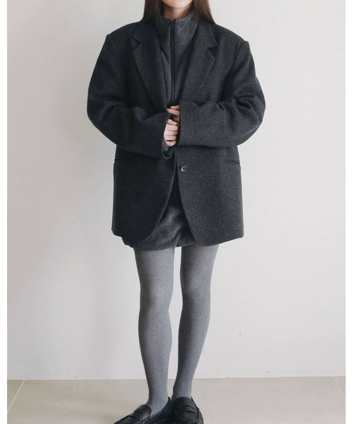 anuke(アンヌーク)の「Herringbone Wool Jacket 62620104(テーラードジャケット・レディース・ベージュ/チャコールグレー・36/38)」の2枚目の写真
