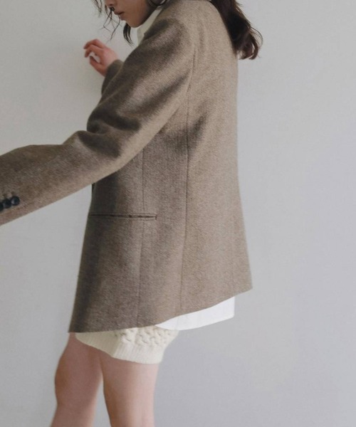 anuke(アンヌーク)の「Herringbone Wool Jacket 62620104(テーラードジャケット・レディース・ベージュ/チャコールグレー・36/38)」の10枚目の写真