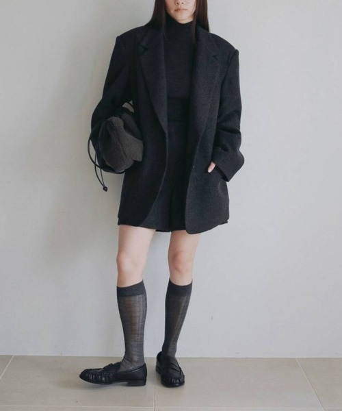 anuke(アンヌーク)の「Herringbone Wool Jacket 62620104(テーラードジャケット・レディース・ベージュ/チャコールグレー・36/38)」の12枚目の写真