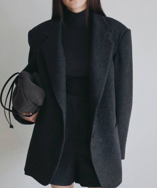 anuke(アンヌーク)の「Herringbone Wool Jacket 62620104(テーラードジャケット・レディース・ベージュ/チャコールグレー・36/38)」の13枚目の写真