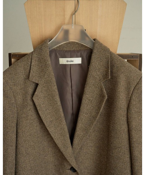 anuke(アンヌーク)の「Herringbone Wool Jacket 62620104(テーラードジャケット・レディース・ベージュ/チャコールグレー・36/38)」の5枚目の写真
