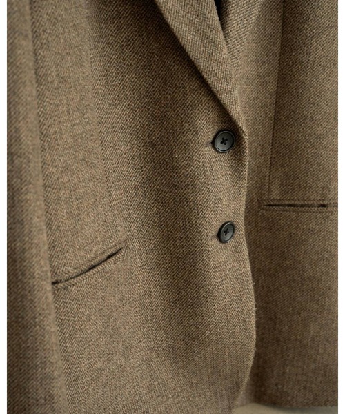 anuke(アンヌーク)の「Herringbone Wool Jacket 62620104(テーラードジャケット・レディース・ベージュ/チャコールグレー・36/38)」の6枚目の写真