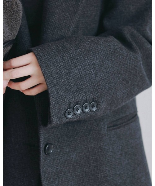anuke(アンヌーク)の「Herringbone Wool Jacket 62620104(テーラードジャケット・レディース・ベージュ/チャコールグレー・36/38)」の11枚目の写真