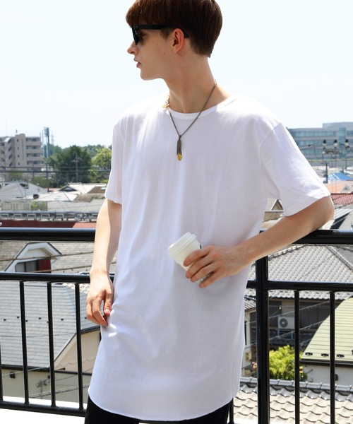 8(eight)(エイト)の「国産ロング丈半袖Tシャツ(Tシャツ/カットソー・メンズ・グレー/ホワイト系その他/ホワイト/ブラック系その他/ブラック/レッド/ブルー/ワイン/ネイビー/グレー系その他・LARGE/X-LARGE/MEDIUM/SMALL/XX-LARGE)」の2枚目の写真