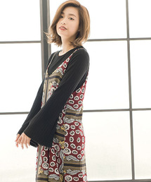 Re:EDIT | ベルスリーブ裾レースストレッチリブトップス[2016秋新作][2016AW展示会][リエディオリジナル][Re:EDIT/リエディ](Tシャツ/カットソー)