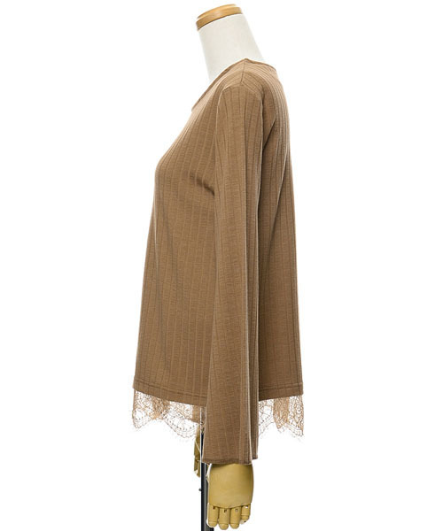 Re:EDIT（リエディ）の「ベルスリーブ裾レースストレッチリブトップス[2016秋新作][2016AW展示会][リエディオリジナル][Re:EDIT/リエディ]（Tシャツ/カットソー・レディース・ブラック/アイボリー/ワイン/ブラウン/ベージュ・MEDIUM/LARGE）」の19枚目の写真