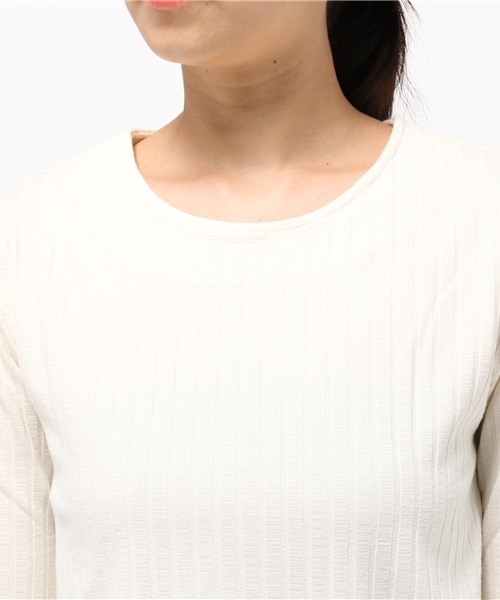 Re:EDIT（リエディ）の「ベルスリーブ裾レースストレッチリブトップス[2016秋新作][2016AW展示会][リエディオリジナル][Re:EDIT/リエディ]（Tシャツ/カットソー・レディース・ブラック/アイボリー/ワイン/ブラウン/ベージュ・MEDIUM/LARGE）」の9枚目の写真