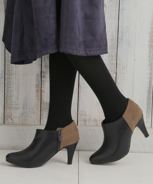 Noubel Voug Relax（ヌーベルヴォーグリラックス）の「Noubel Voug Relax(ヌーベル　ヴォーグ リラックス)/バイカラーエレガンスヒールブーティー（ブーツ・レディース・ダークブラウン/グレー/ネイビー/ブラック・LL/L/S/M）」の4枚目の写真