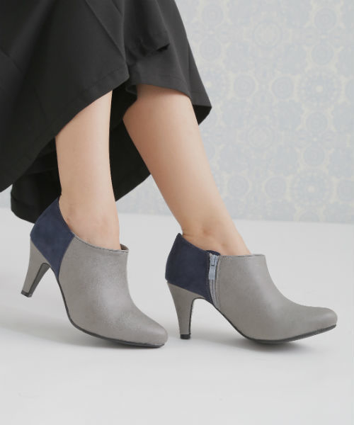 Noubel Voug Relax（ヌーベルヴォーグリラックス）の「Noubel Voug Relax(ヌーベル　ヴォーグ リラックス)/バイカラーエレガンスヒールブーティー（ブーツ・レディース・ダークブラウン/グレー/ネイビー/ブラック・LL/L/S/M）」の3枚目の写真