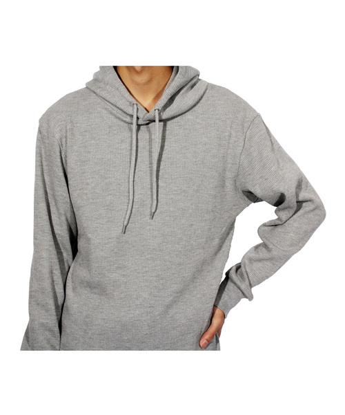 ８(eight)（エイト）の「ワッフル プルオーバー パーカー ロング丈（パーカー・メンズ・グレー/ブラック/ホワイト・LARGE/MEDIUM）」の11枚目の写真