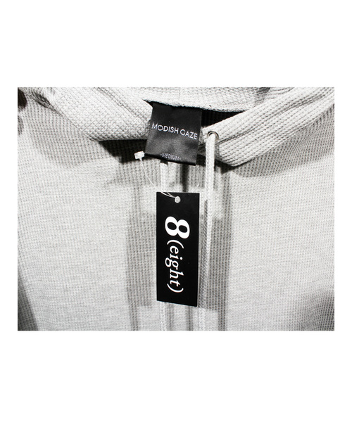 ８(eight)（エイト）の「ワッフル プルオーバー パーカー ロング丈（パーカー・メンズ・グレー/ブラック/ホワイト・LARGE/MEDIUM）」の6枚目の写真