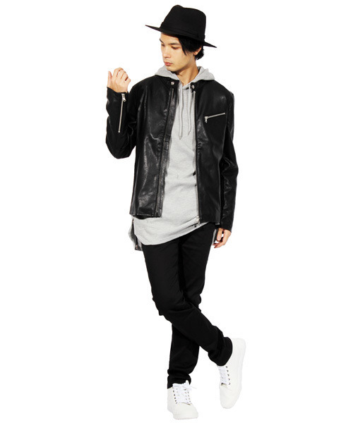 ８(eight)（エイト）の「ワッフル プルオーバー パーカー ロング丈（パーカー・メンズ・グレー/ブラック/ホワイト・LARGE/MEDIUM）」の14枚目の写真