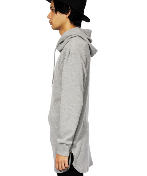 ８(eight)（エイト）の「ワッフル プルオーバー パーカー ロング丈（パーカー・メンズ・グレー/ブラック/ホワイト・LARGE/MEDIUM）」の15枚目の写真