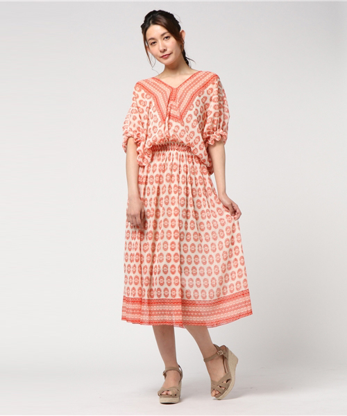 Double Standard Clothing ダブルスタンダードクロージング の ダブスタ オリジナルシフォンプリント ワンピース ワンピース Wear