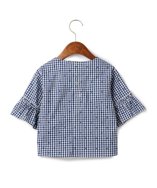 green label relaxing（グリーンレーベルリラクシング）の「ギンガムチェック ドット ソデフレア ブラウス ◆（シャツ/ブラウス・キッズ・コバルトブルー/ブラック・125/105/115/95）」の9枚目の写真