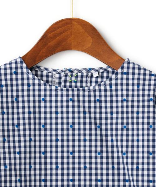 green label relaxing（グリーンレーベルリラクシング）の「ギンガムチェック ドット ソデフレア ブラウス ◆（シャツ/ブラウス・キッズ・コバルトブルー/ブラック・125/105/115/95）」の10枚目の写真