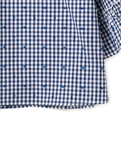 green label relaxing（グリーンレーベルリラクシング）の「ギンガムチェック ドット ソデフレア ブラウス ◆（シャツ/ブラウス・キッズ・コバルトブルー/ブラック・125/105/115/95）」の3枚目の写真