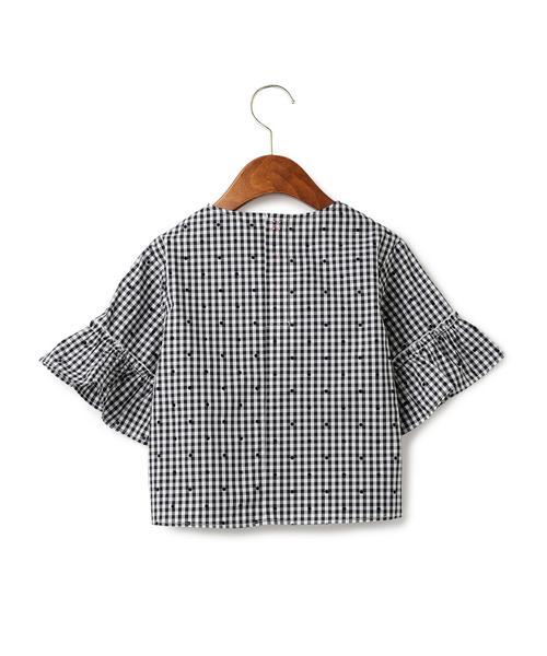 green label relaxing（グリーンレーベルリラクシング）の「ギンガムチェック ドット ソデフレア ブラウス ◆（シャツ/ブラウス・キッズ・コバルトブルー/ブラック・125/105/115/95）」の5枚目の写真