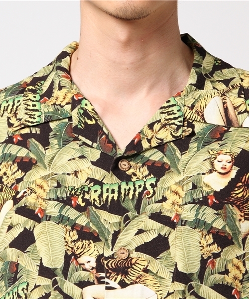 THE CRAMPS アロハシャツ Lサイズ THE CRAMPS アロハシャツ Lサイズ サックス 綿アロハシャツ