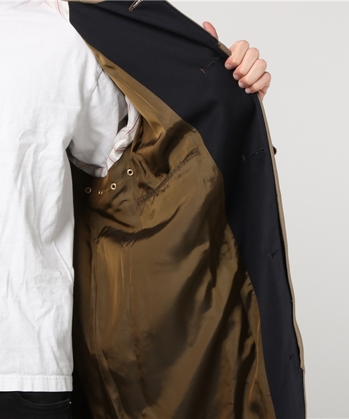 STUDIOUS（ステュディオス）の「【STUDIOUS】ウールギャバシングルトレンチコート（ステンカラーコート・メンズ・ベージュ/ネイビー・2/1）」の10枚目の写真