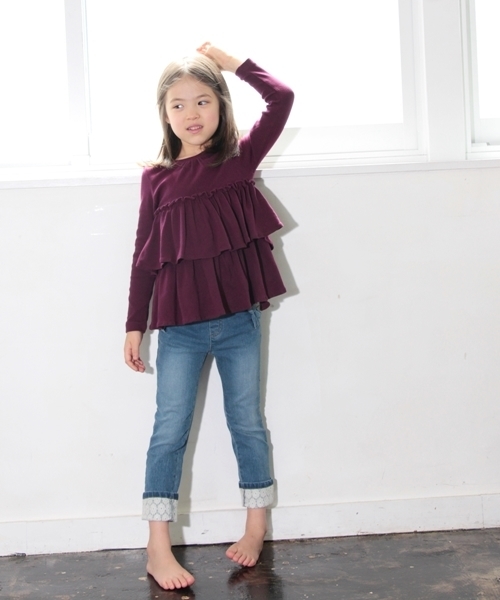 Rora（ローラ）の「ロールアップ デニム スキニーパンツ（デニムパンツ・キッズ・ワンウォッシュ・110cm/100cm/120cm/130cm/90㎝/140cm/150cm）」の11枚目の写真