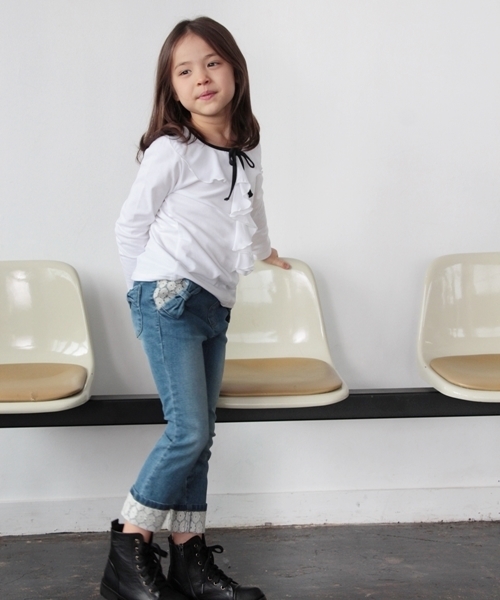 Rora（ローラ）の「ロールアップ デニム スキニーパンツ（デニムパンツ・キッズ・ワンウォッシュ・110cm/100cm/120cm/130cm/90㎝/140cm/150cm）」の21枚目の写真