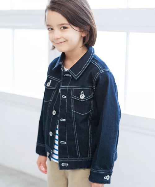 green label relaxing（グリーンレーベルリラクシング）の「デニムブルゾン ◆（デニムジャケット・キッズ・ネイビー・125/105/115/135）」の8枚目の写真