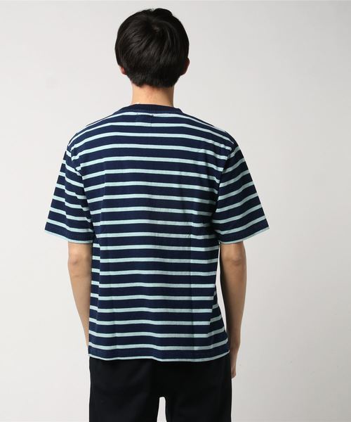 CORISCO（コリスコ）の「インディゴボーダーポケットTシャツ（Tシャツ/カットソー・メンズ・ピンク/グリーン/イエロー・L/M/XL）」の5枚目の写真