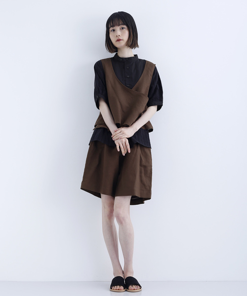 MERLOT IKYU（メルローイキュウ）の「綿麻カシュクールベスト1624（ベスト・レディース・ネイビー/ブラウン/カーキ・FREE）」の11枚目の写真