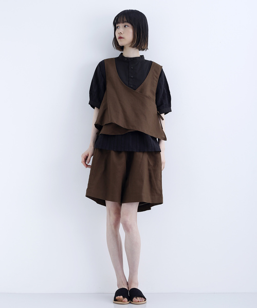 MERLOT IKYU（メルローイキュウ）の「綿麻カシュクールベスト1624（ベスト・レディース・ネイビー/ブラウン/カーキ・FREE）」の12枚目の写真