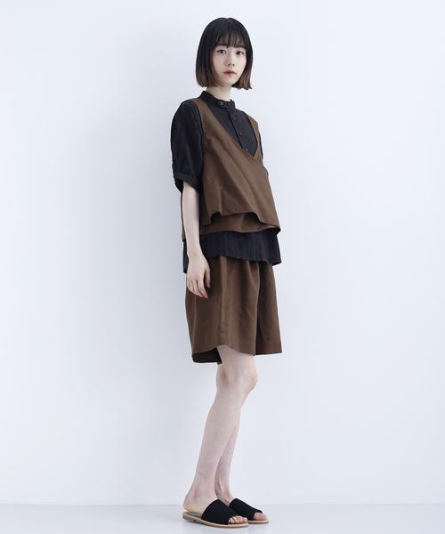 MERLOT IKYU（メルローイキュウ）の「綿麻カシュクールベスト1624（ベスト・レディース・ネイビー/ブラウン/カーキ・FREE）」の13枚目の写真