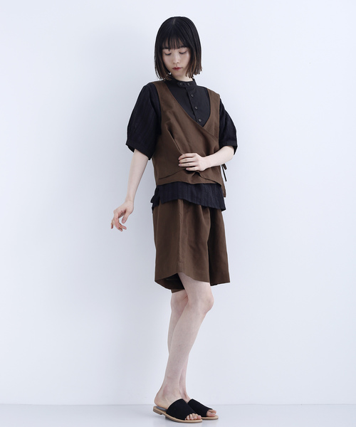 MERLOT IKYU（メルローイキュウ）の「綿麻カシュクールベスト1624（ベスト・レディース・ネイビー/ブラウン/カーキ・FREE）」の14枚目の写真