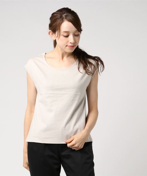 AMERICAN HOLIC（アメリカンホリック）の「USAコットンクルーネックTEE（Tシャツ/カットソー・レディース・ブラック/ベージュ/イエロー/オフホワイト/ピンク系その他2/カーキ・M/L）」の4枚目の写真