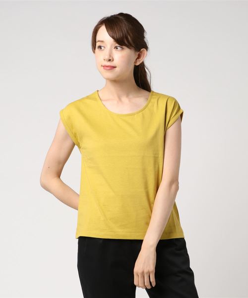 AMERICAN HOLIC（アメリカンホリック）の「USAコットンクルーネックTEE（Tシャツ/カットソー・レディース・ブラック/ベージュ/イエロー/オフホワイト/ピンク系その他2/カーキ・M/L）」の5枚目の写真