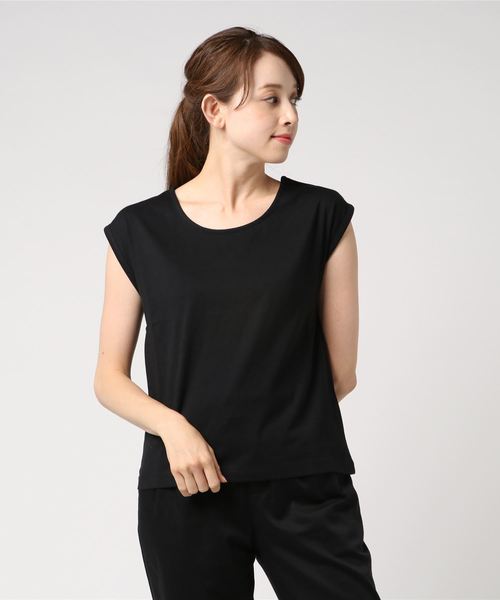 AMERICAN HOLIC（アメリカンホリック）の「USAコットンクルーネックTEE（Tシャツ/カットソー・レディース・ブラック/ベージュ/イエロー/オフホワイト/ピンク系その他2/カーキ・M/L）」の3枚目の写真