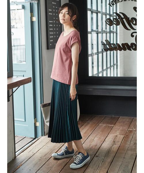 AMERICAN HOLIC（アメリカンホリック）の「USAコットンクルーネックTEE（Tシャツ/カットソー・レディース・ブラック/ベージュ/イエロー/オフホワイト/ピンク系その他2/カーキ・M/L）」の12枚目の写真