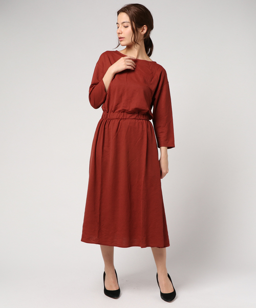 SEVENDAYS=SUNDAY(セブンデイズサンデイ)の「・ウエストギャザーワンピース(ワンピース・レディース・ブラック/レッド/マスタード・FREE)」の3枚目の写真