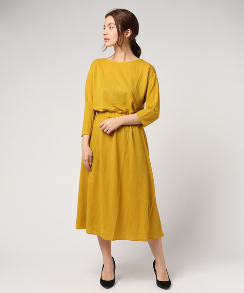 SEVENDAYS=SUNDAY(セブンデイズサンデイ)の「・ウエストギャザーワンピース(ワンピース・レディース・ブラック/レッド/マスタード・FREE)」の2枚目の写真