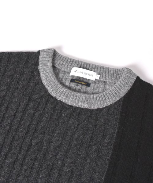 SHIPS JET BLUE（シップスジェットブルー）の「SHIPS JET BLUE: パッチワーク ジャカードニット（ニット/セーター・メンズ・チャコールグレー/ネイビー/オリーブ・SMALL/MEDIUM/LARGE/X-SMALL）」の6枚目の写真