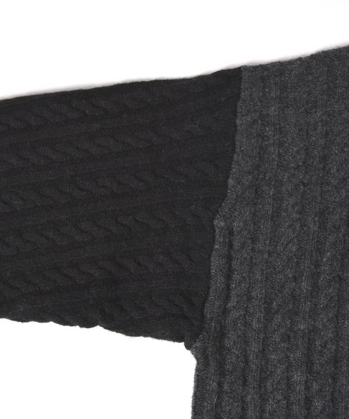 SHIPS JET BLUE（シップスジェットブルー）の「SHIPS JET BLUE: パッチワーク ジャカードニット（ニット/セーター・メンズ・チャコールグレー/ネイビー/オリーブ・SMALL/MEDIUM/LARGE/X-SMALL）」の4枚目の写真
