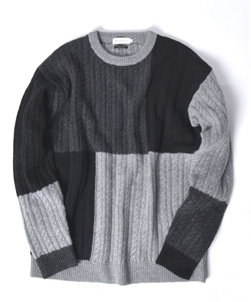 SHIPS JET BLUE（シップスジェットブルー）の「SHIPS JET BLUE: パッチワーク ジャカードニット（ニット/セーター・メンズ・チャコールグレー/ネイビー/オリーブ・SMALL/MEDIUM/LARGE/X-SMALL）」の10枚目の写真