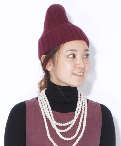 BEAMS BOY（ビームスボーイ）の「□Cableami×BEAMS BOY / カシミヤ リブワッチキャップ（ニットキャップ/ビーニー・レディース・イエロー/ロイヤルブルー/ワイン・ONE SIZE）」の3枚目の写真