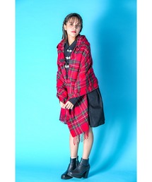 an meets zakka（アンミツザッカ）の「an meets zakka タータンチェック柄トグルフードポンチョ（ポンチョ）」