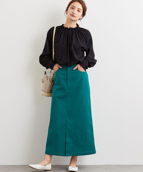 green label relaxing(グリーンレーベルリラクシング)の「SC T/コットン ホップサック トラペーズ スカート(スカート・レディース・ネイビー/パープル/ダークグリーン・38/36)」の8枚目の写真