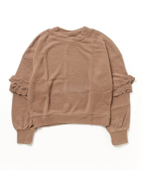 STYLEBLOCK（スタイルブロック）の「バルキー畦編みフリルニットソー（ニット/セーター・レディース・ブラウン/レッド/アイボリー/ライトベージュ・M）」の3枚目の写真