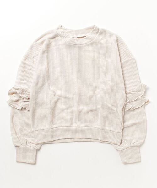 STYLEBLOCK（スタイルブロック）の「バルキー畦編みフリルニットソー（ニット/セーター・レディース・ブラウン/レッド/アイボリー/ライトベージュ・M）」の4枚目の写真